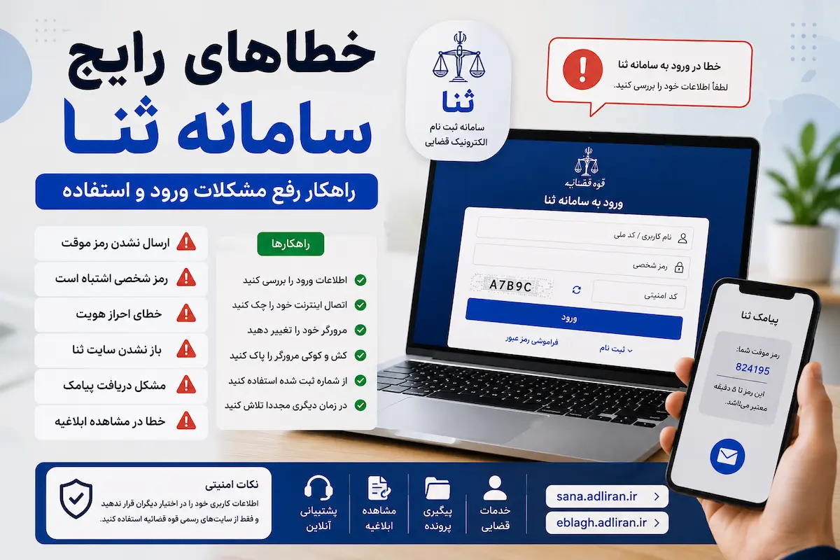 خطاهای رایج سامانه ثنا
